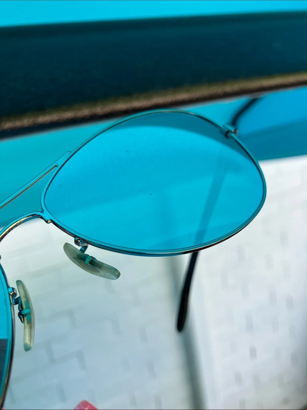 Ray-Ban Silver Aviator Sunglasses with Blue Lenses